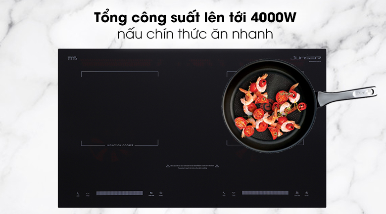 Bếp từ đôi lắp âm Junger CEJ-200-II mặt kính Schott Ceran, 2 vùng nấu, bảng điều khiển cảm ứng