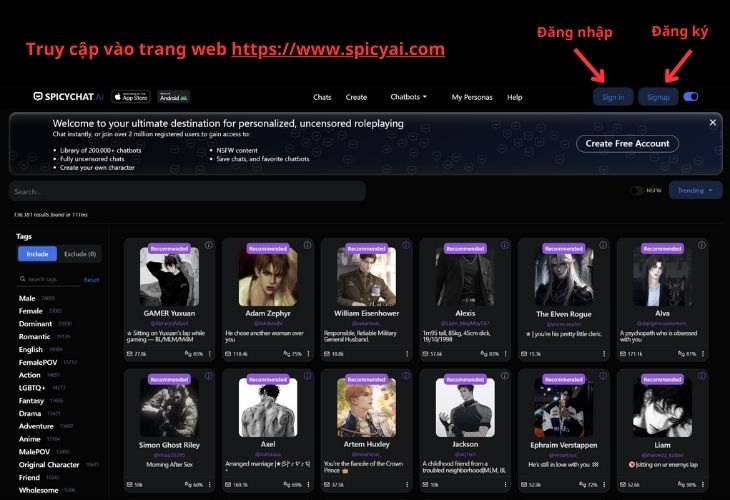 Đăng nhập hoặc đăng ký vào trang web Đăng nhập hoặc đăng ký vào trang web