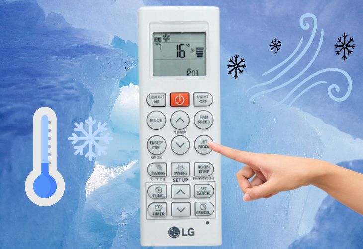 Sử dụng chế độ làm lạnh nhanh - JET MODE trên điều hòa LG Inverter 8800 BTU V10WIN1