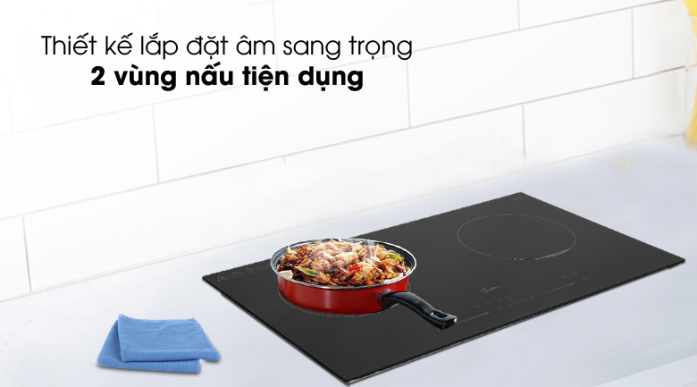 Bếp từ đôi lắp âm Midea MC-IH3520 có 2 vùng nấu cùng công suất lớn giúp nấu nướng tiện lợi, nhanh chóng