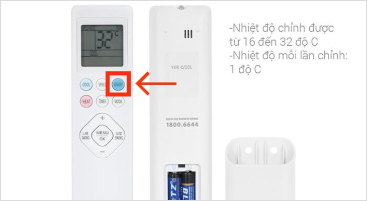 Nút ON/OFF trên điều hòa 2 chiều Casper Inverter 18000 BTU GH-18IS35