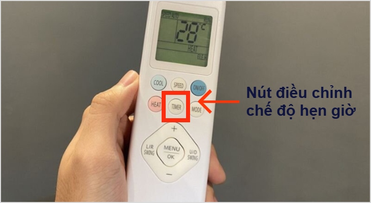 Nút Timer trên điều khiển điều hòa 2 chiều Casper giúp chỉnh thời gian mở và tắt điều hòa một cách nhanh chóng, linh hoạt