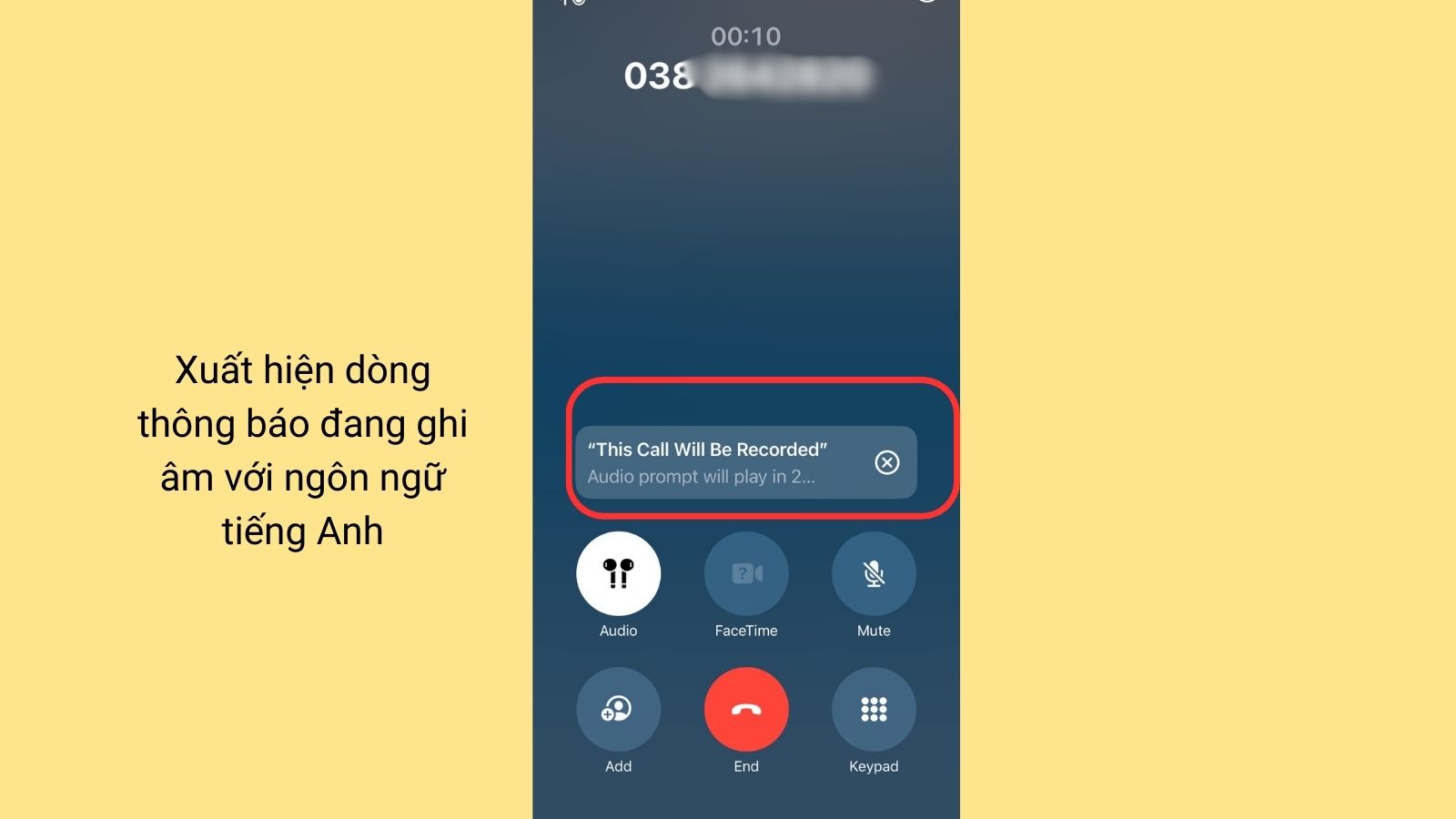 Người nhận và người gọi đều nhận được thông báo ghi âm Người nhận và người gọi đều nhận được thông báo ghi âm