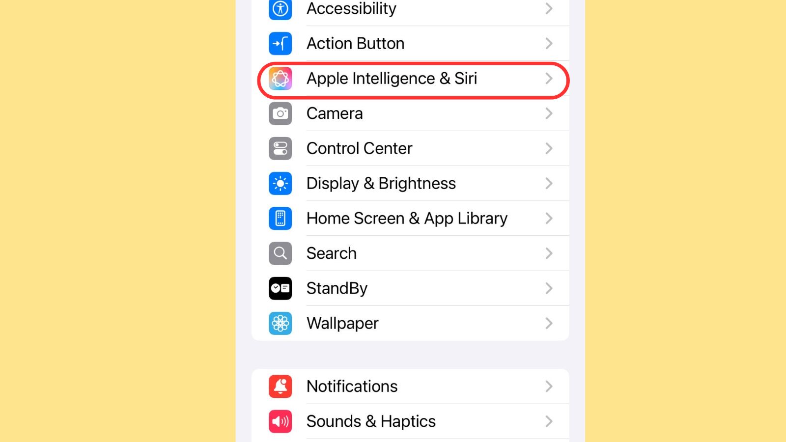 Bạn quay trở lại Cài đặt > Chọn Setting Bạn quay trở lại Setting > Chọn Apple Intelligence