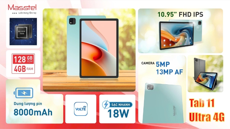 Máy tính bảng Masstel Tab 11 Ultra 4G Máy tính bảng Masstel Tab 11 Ultra 4G