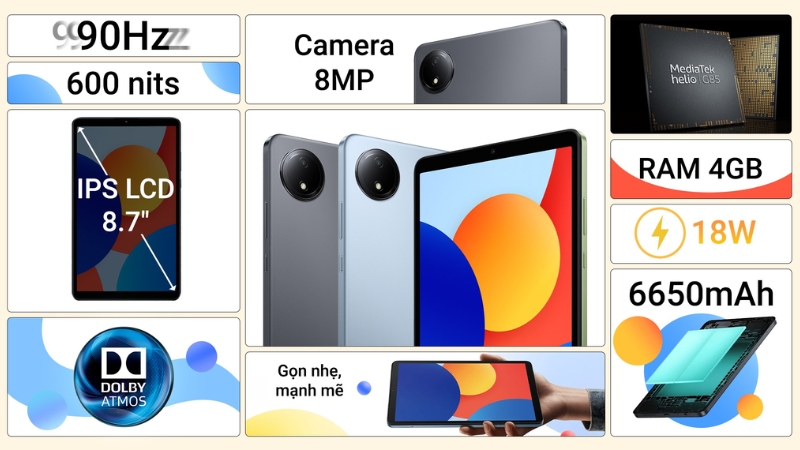 Máy tính bảng Xiaomi Redmi Pad SE 8.7 4G Máy tính bảng Xiaomi Redmi Pad SE 8.7 4G