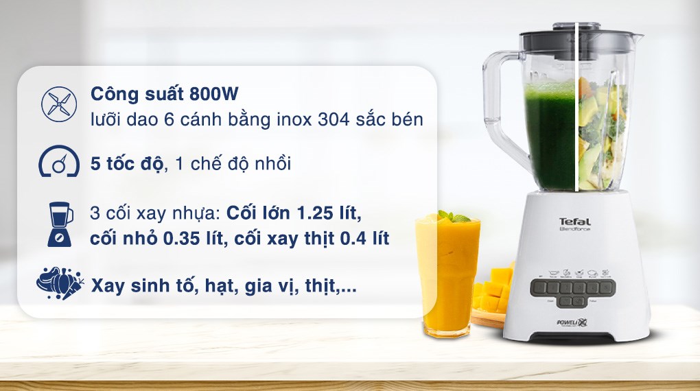 Máy xay sinh tố đa năng Tefal BlendForce Piano BL47YB66 sang trọng, đa năng, hỗ trợ chế biến nhiều món ăn ngon