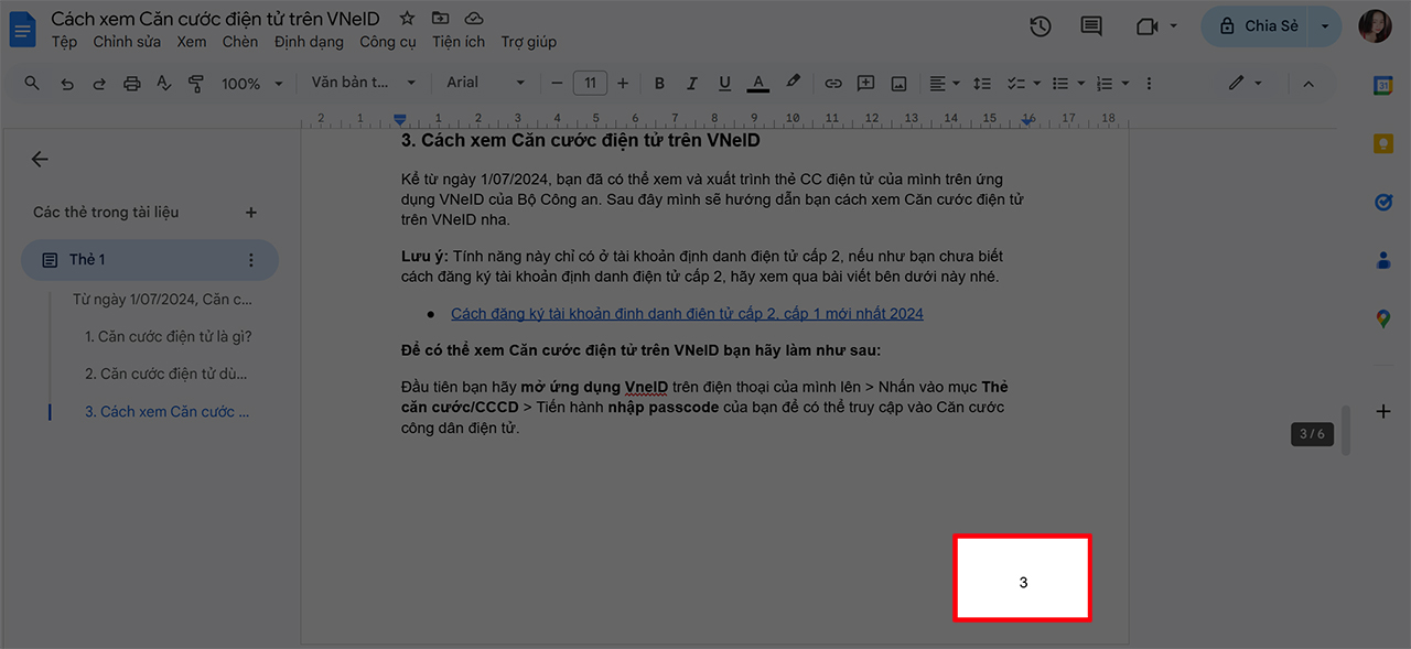 Cách đánh số trang trong Google Docs