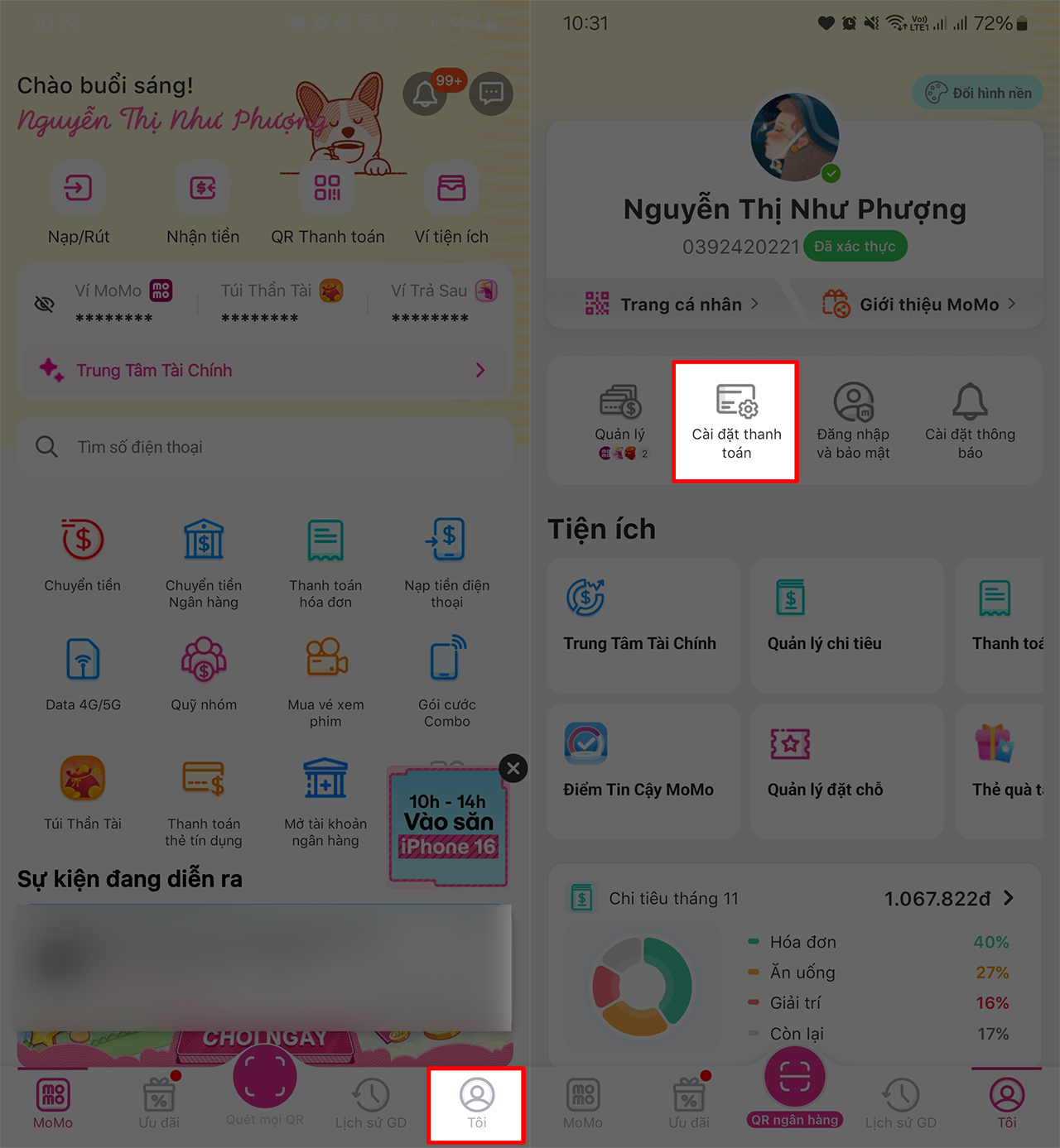 Cách hủy thanh toán app trên Momo