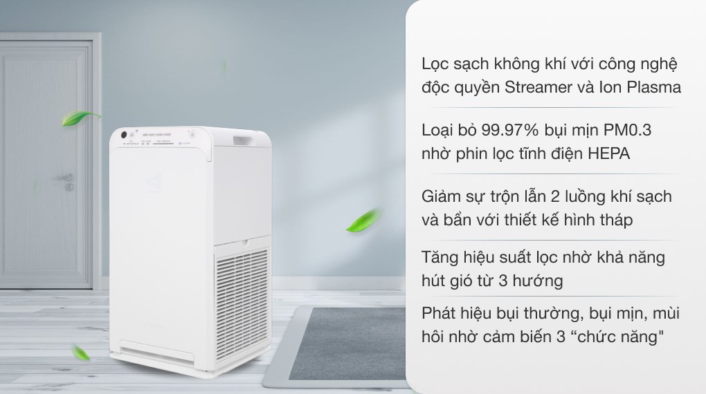 Máy lọc không khí Daikin MC55UVM6-7 37W gọn đẹp, lọc khí tối ưu với nhiều tính năng tiện ích đi kèm
