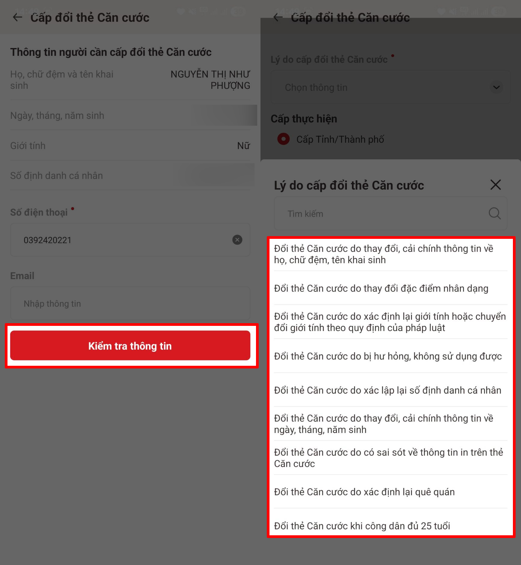 Cách đăng ký đổi thẻ Căn cước online trên VNeID