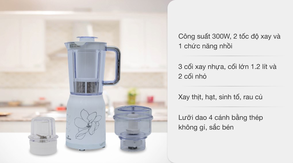 Cối xay sinh tố dung tích 1.3 lít bằng nhựa cao cấp của máy BlueStone BLB-5329