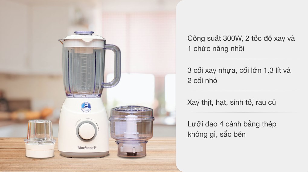 Cối xay sinh tố dung tích 1.3 lít bằng nhựa cao cấp của máy BlueStone BLB-5329