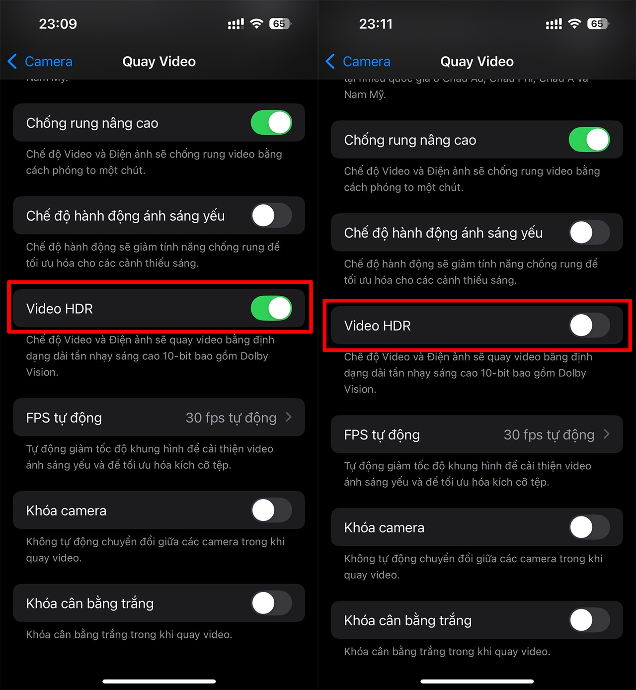 Cách tắt chế độ quay video HDR trên iPhone