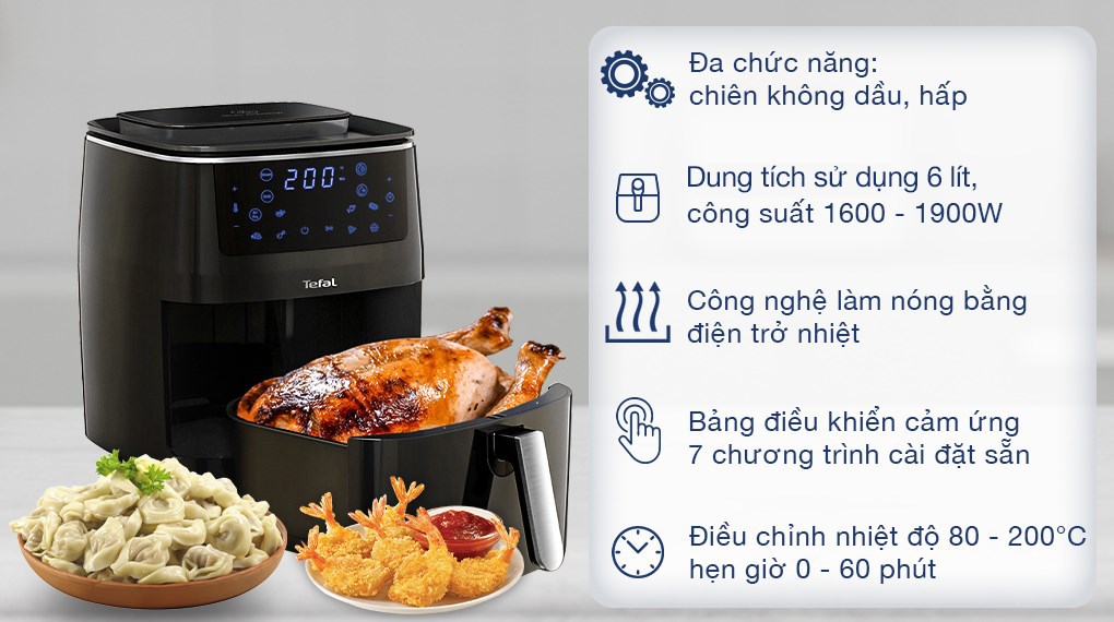 Nồi chiên không dầu kết hợp hấp Tefal FW201815 6.5 lít đang kinh doanh tại Điện máy XANH
