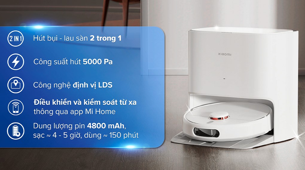 Robot hút bụi lau nhà Xiaomi X20 thiết kế gọn nhẹ, hộp bụi và hộp nước dung tích lớn