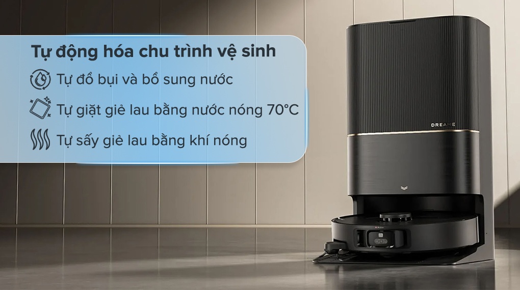 Robot hút bụi Dreame X40 Ultra tự giặt và sấy khô giẻ bằng khí nóng