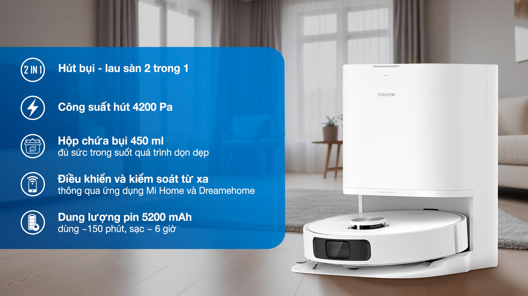 Robot hút bụi lau nhà Dreame L10 Prime đang kinh doanh tại Điện máy XANH với mức giá 8.681.000 đồng (cập nhật tháng 07/2025)