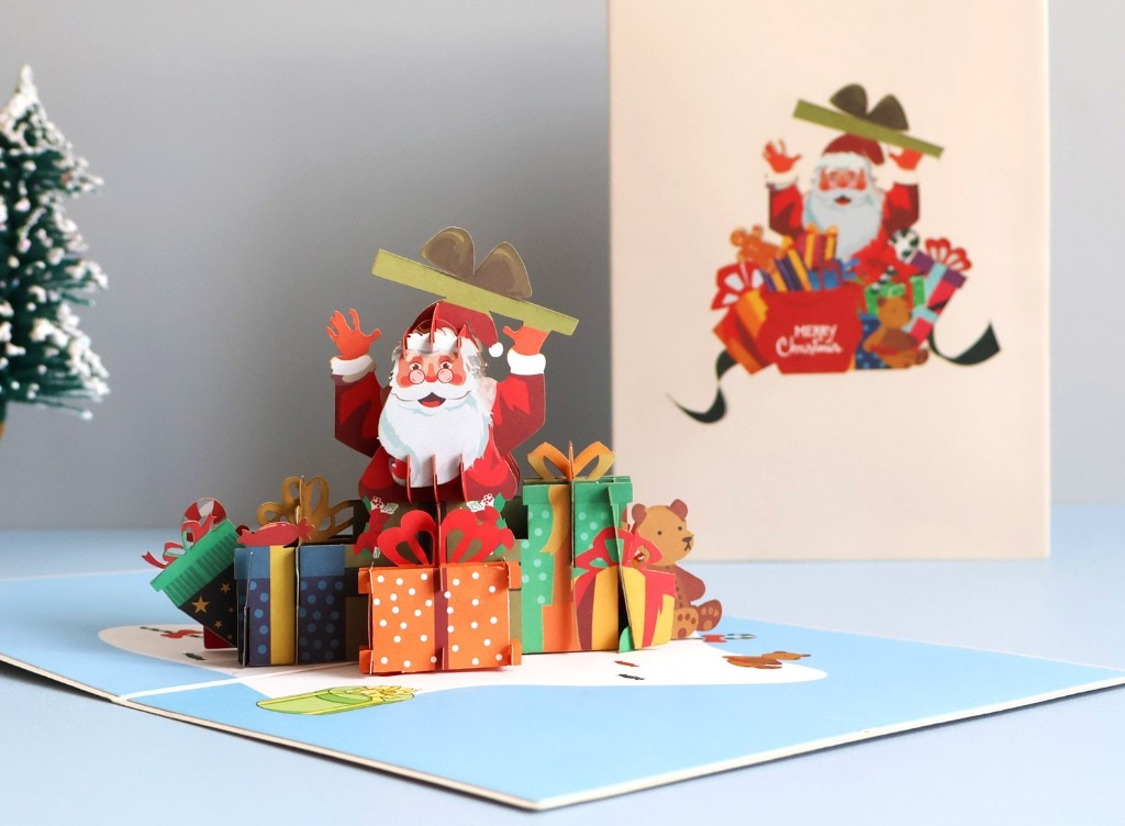 Mẫu thiệp giáng sinh 3d ông già noel độc đáo