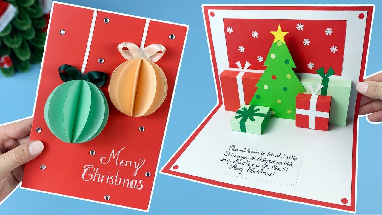 Mẫu thiệp Noel hình hộp quà 3D đẹp