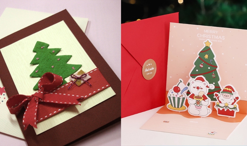 Mẫu thiệp noel handmade đơn giản đẹp 2024