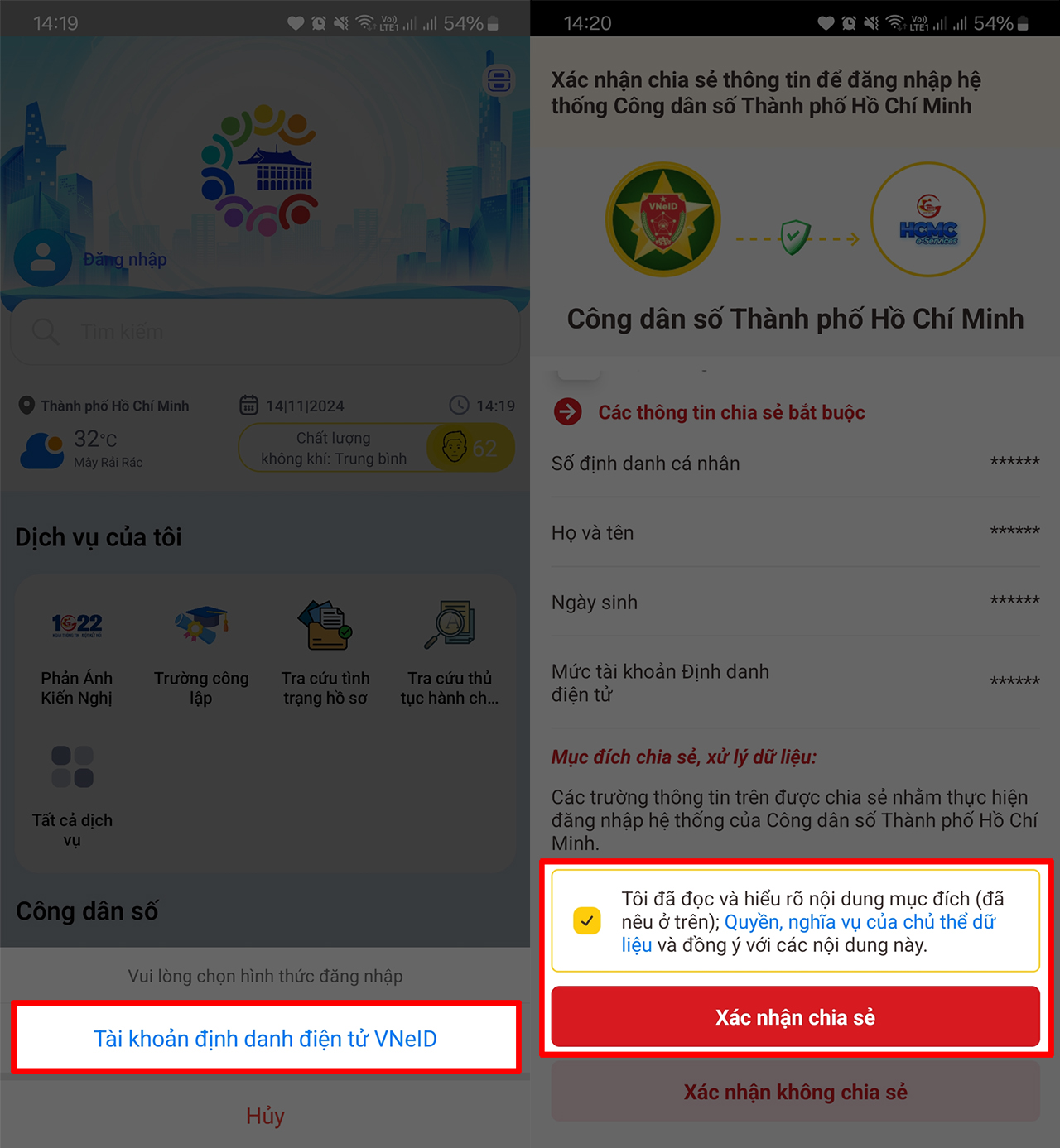 Cách đăng ký tài khoản Công dân số TP. HCM