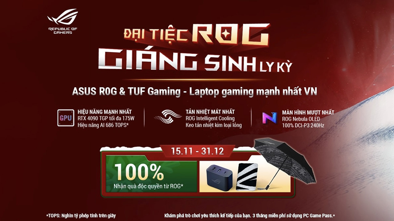 Thời gian có hạn: Khách hàng mua laptop Asus ROG được nhận quà độc quyền 100%