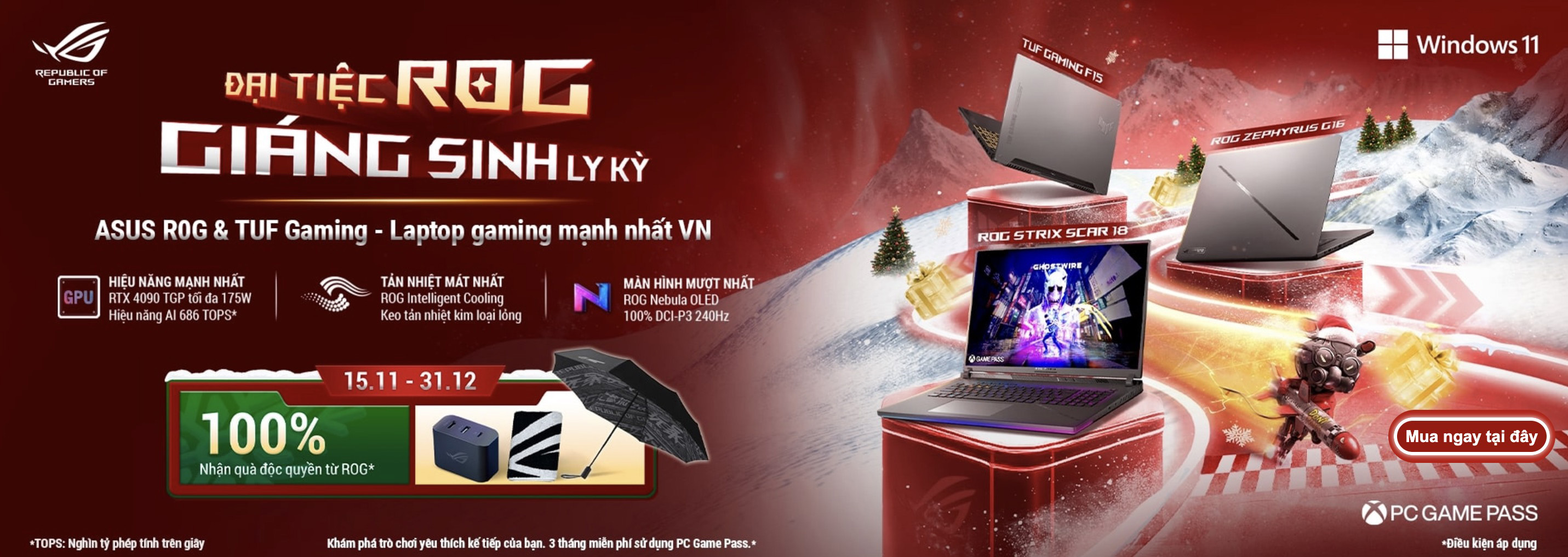 Thời gian có hạn: Khách hàng mua laptop Asus ROG được nhận quà độc quyền 100%