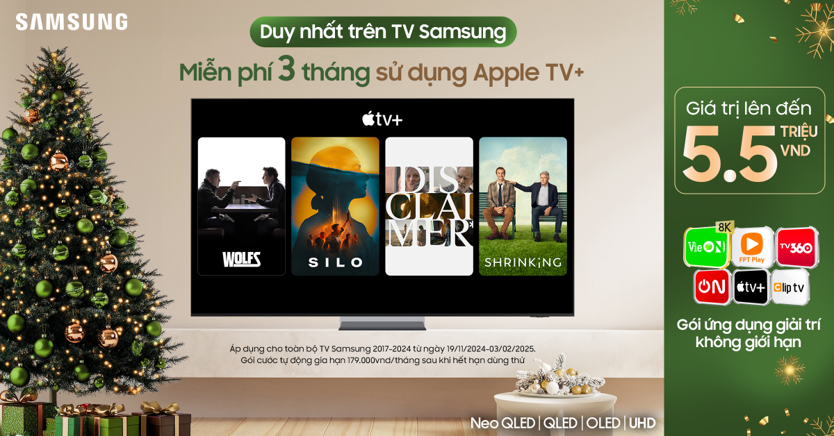 Quà Tặng Độc Quyền Chỉ Có Trên Tivi Samsung: Trải Nghiệm Apple Tv+ Miễn Phí 3 Tháng