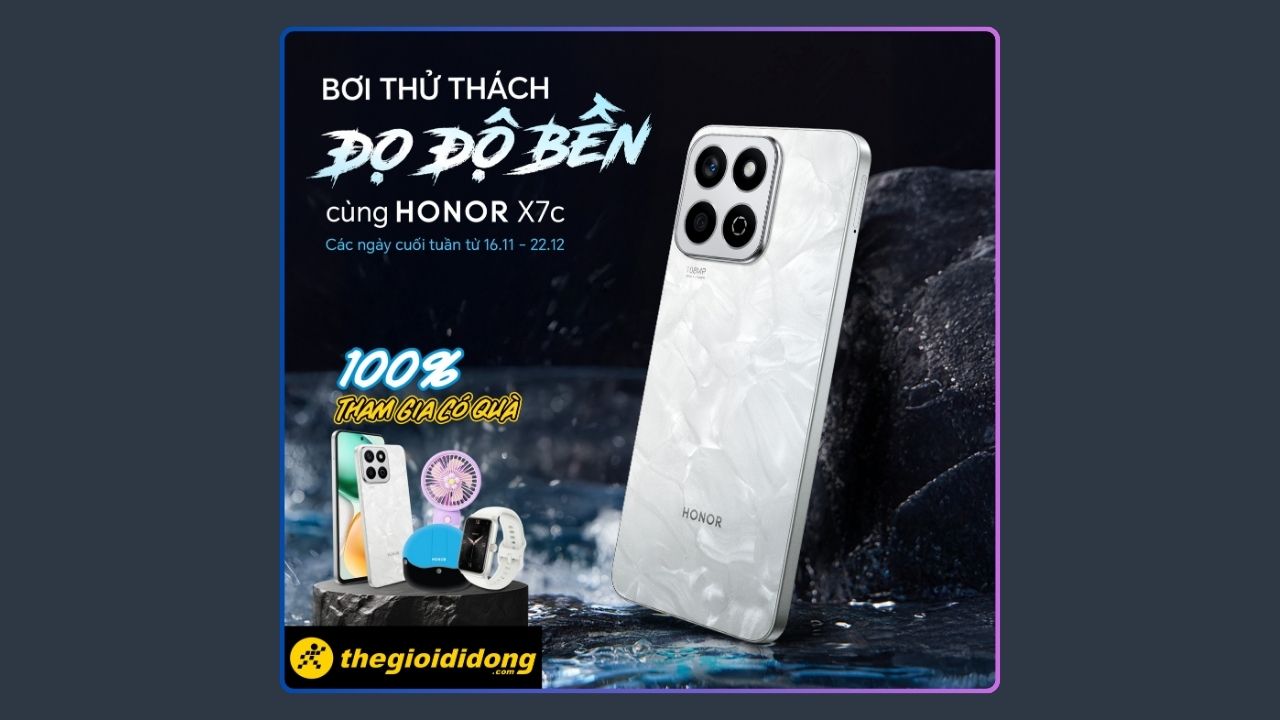 Bơi qua thử thách - Đọ đồ bền cùng HONOR X7c tại TGDĐ, cơ hội trúng 3 điện thoại này miễn phí Bơi qua thử thách - Đọ đồ bền cùng HONOR X7c tại TGDĐ, cơ hội trúng 3 điện thoại này miễn phí