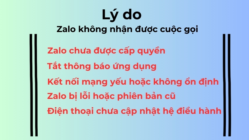 Lý do Zalo không nhận được cuộc gọi