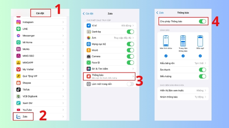 Bật thông báo cho Zalo
