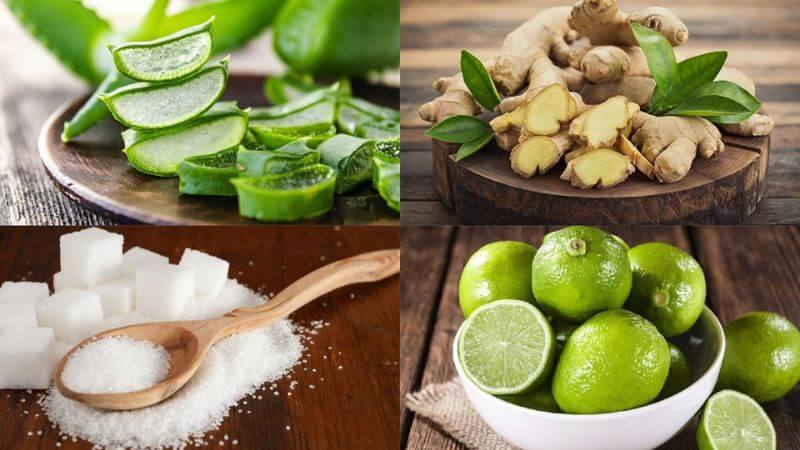 Sơ chế nha đam và các nguyên liệu khác