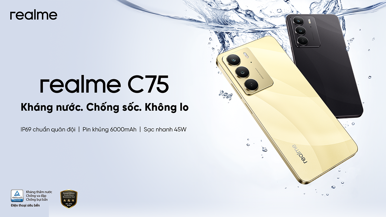 Hotsale mở bán realme C75: Tặng PMH 200K, trả chậm 0%, trả trước 0 đồng, bảo hành 1 năm rưỡi