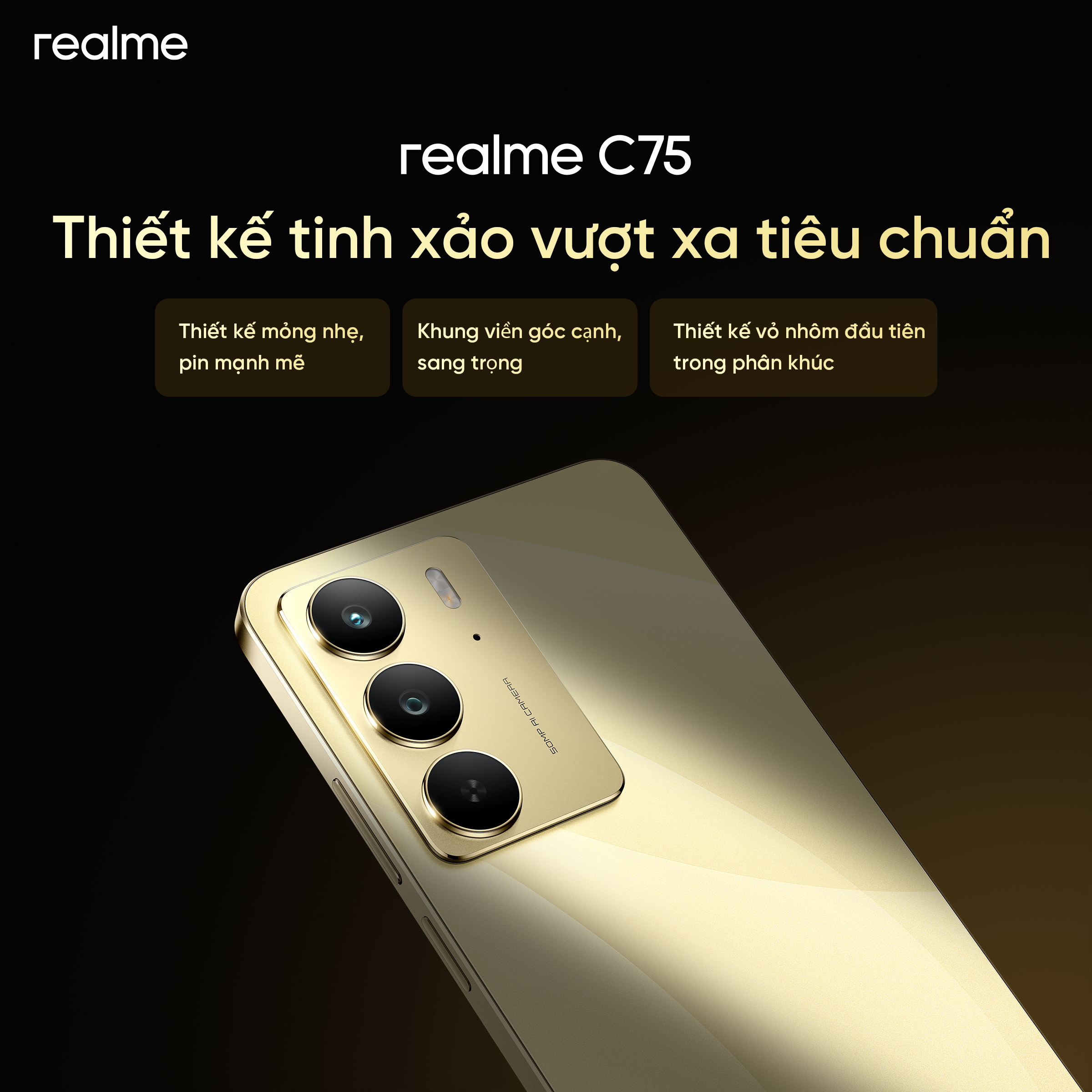 Hotsale mở bán realme C75: Tặng PMH 200K, trả chậm 0%, trả trước 0 đồng, bảo hành 1 năm rưỡi