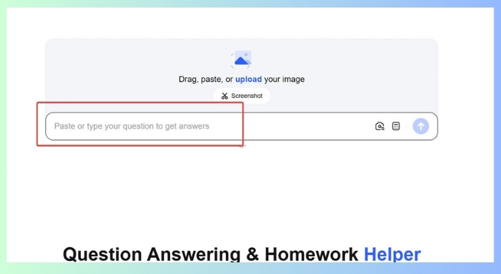   Bạn nhập văn bản hoặc chọn hình ảnh bài tập cần giải quyết.