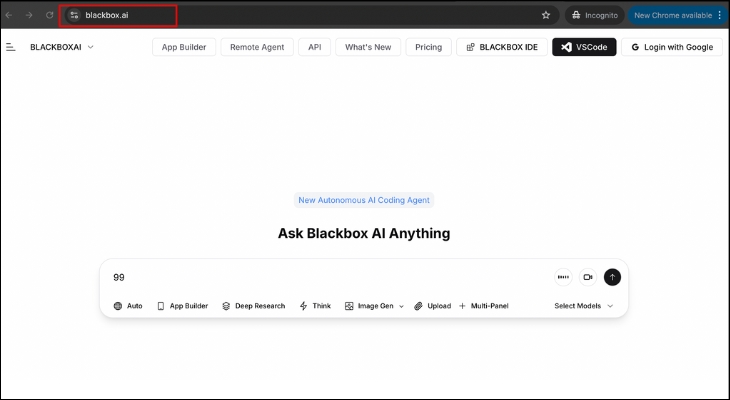 Truy cập vào website của Blackbox AI