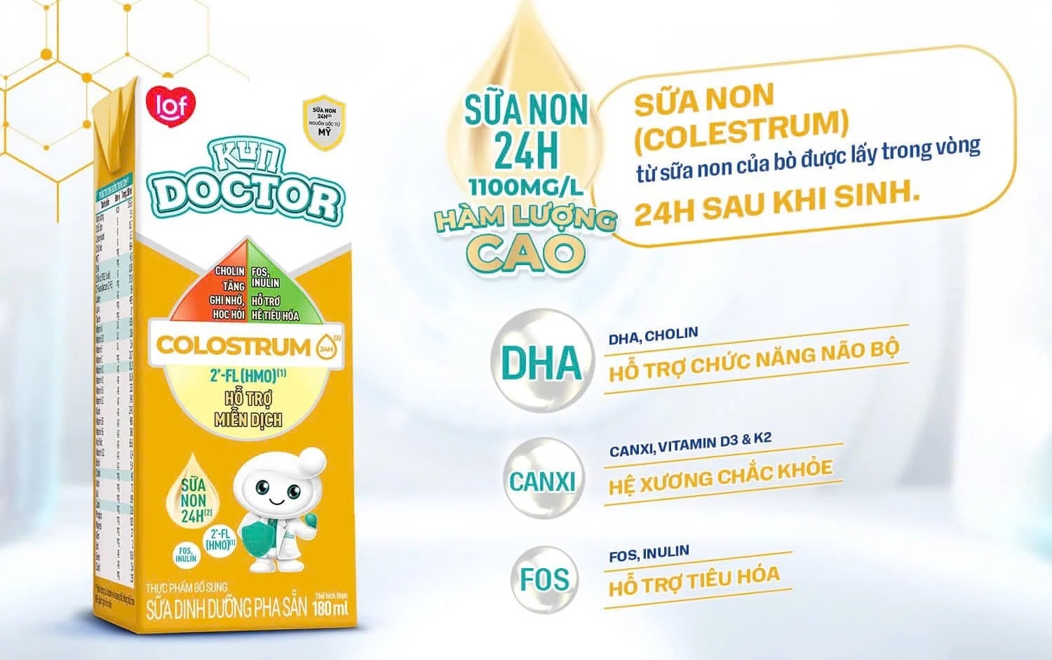 Lốc 4 hộp sữa non pha sẵn Kun Doctor Colostrum hương vani 180 ml (từ 1 tuổi) Lốc 4 hộp sữa non pha sẵn Kun Doctor Colostrum hương vani 180 ml (từ 1 tuổi)