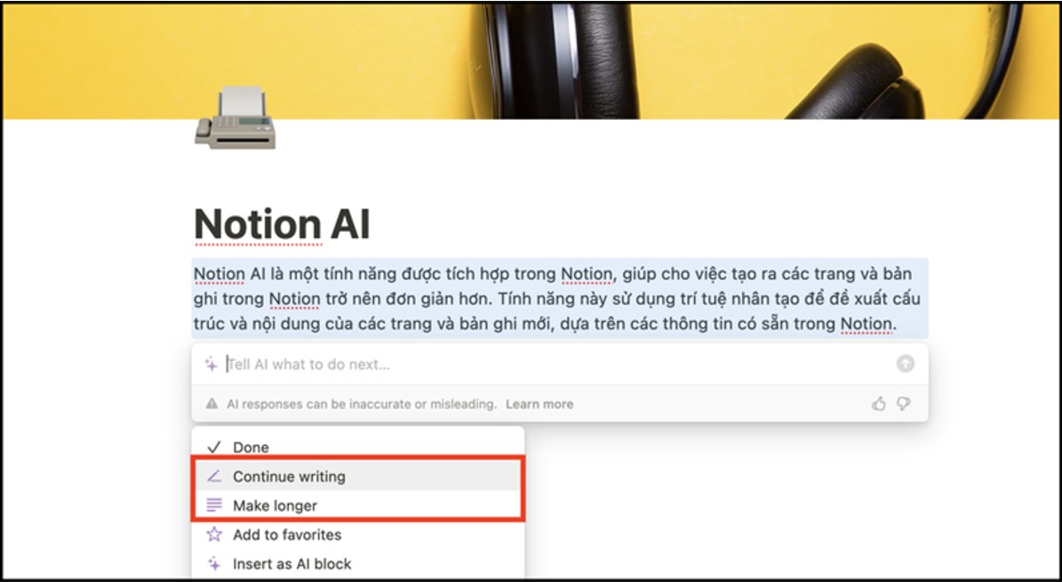 Nếu nội dung Notion AI cung cấp chưa đủ, bạn bấm vào mục Nếu nội dung Notion AI cung cấp chưa đủ, bạn bấm vào mục