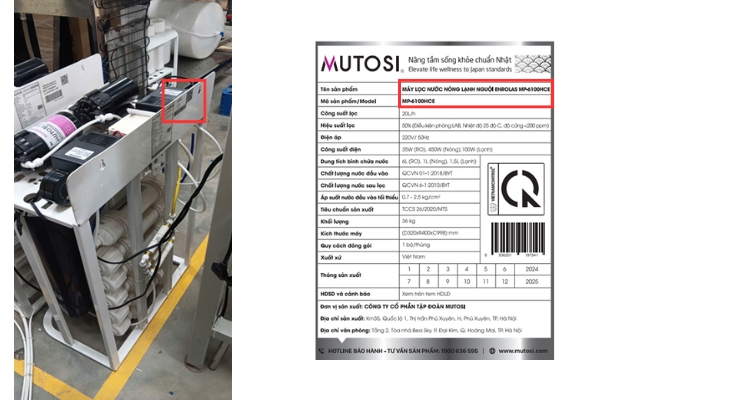 Mutosi - Sau lưng sản phẩm