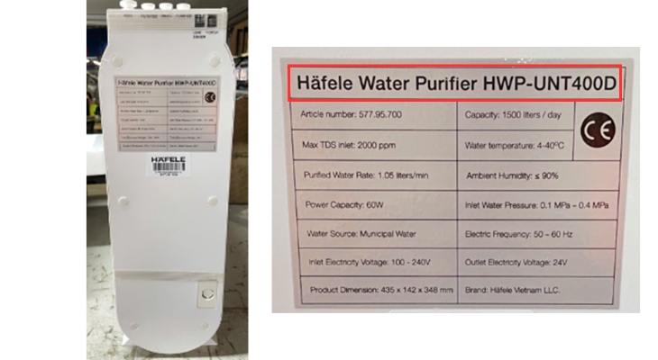 Hafele - Sau lưng sản phẩm