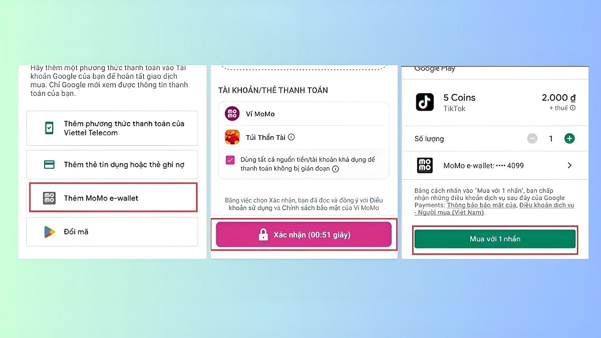 Nạp xu Tiktok bằng ví Momo