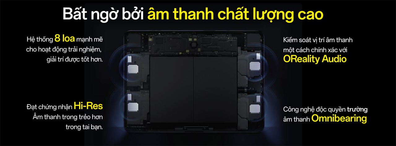 Hệ thống âm thanh 8 loa đầy nội lực trên OPPO Pad 3 Pro