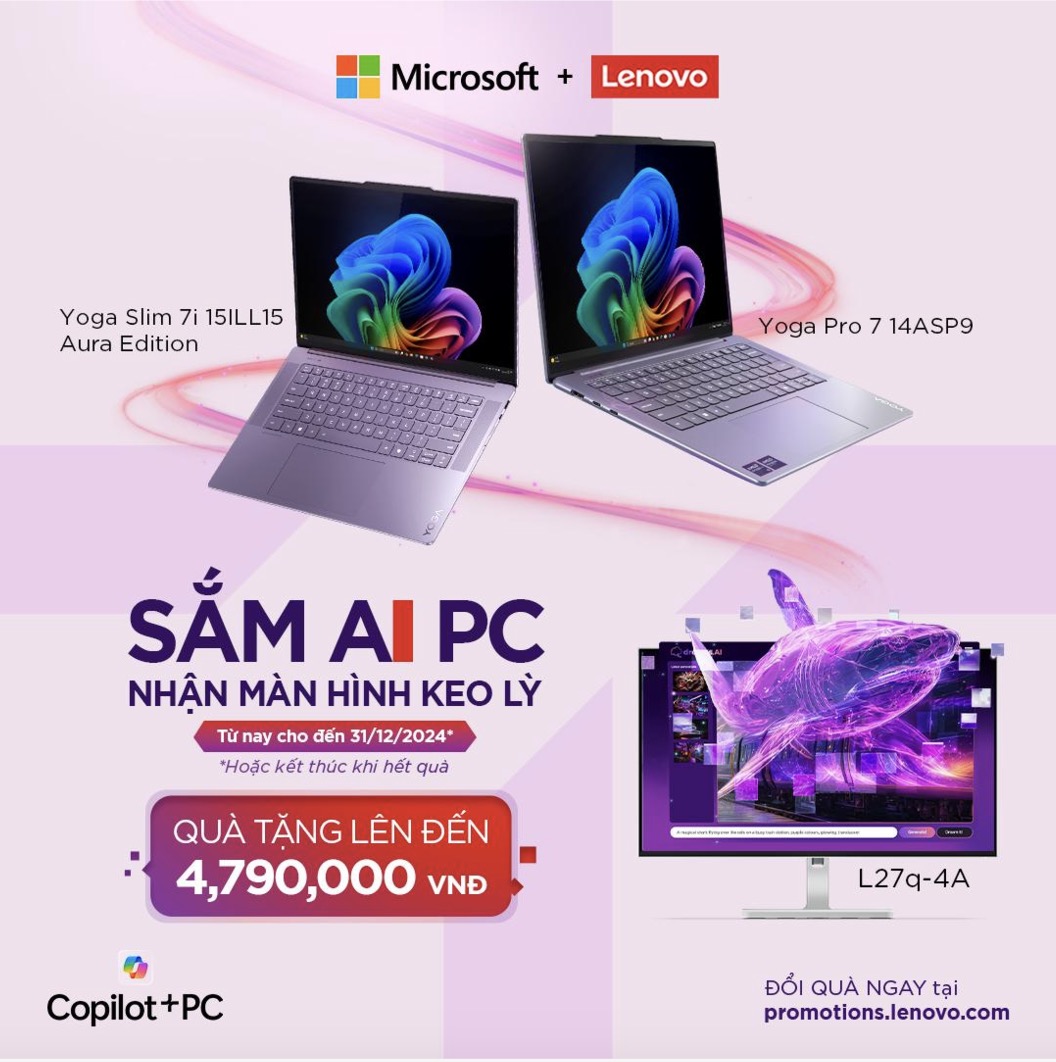 Mua 1 được 2: Sắm AI PC tại Thế Giới Di Động được tặng màn hình hoặc bàn phím cực giá trị