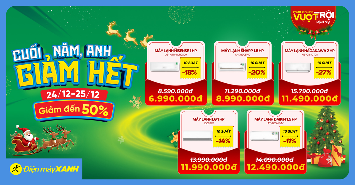 Cuối năm, anh giảm hết: Điện m&aacute;y XANH Online tung deal sốc mừng Gi&aacute;ng sinh, giảm gi&aacute; sập s&agrave;n h&agrave;ng loạt sản phẩm