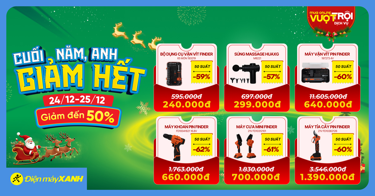 Cuối năm, anh giảm hết: Điện m&aacute;y XANH Online tung deal sốc mừng Gi&aacute;ng sinh, giảm gi&aacute; sập s&agrave;n h&agrave;ng loạt sản phẩm