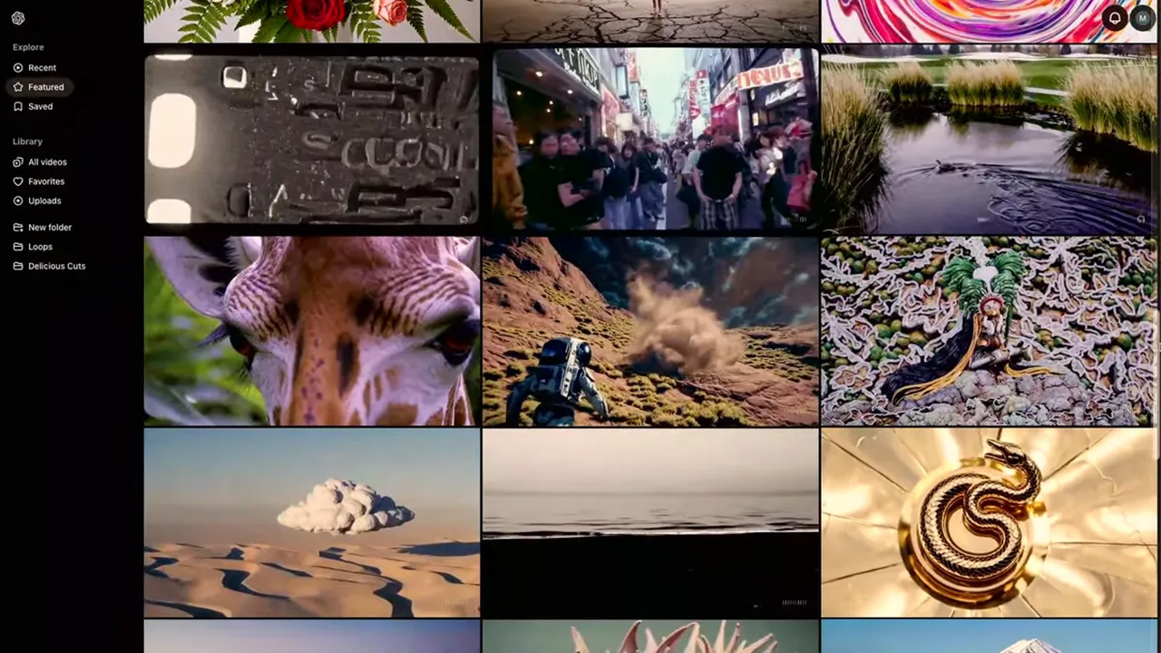 Giao diện chính thức của Sora Giao diện chính thức của Sora