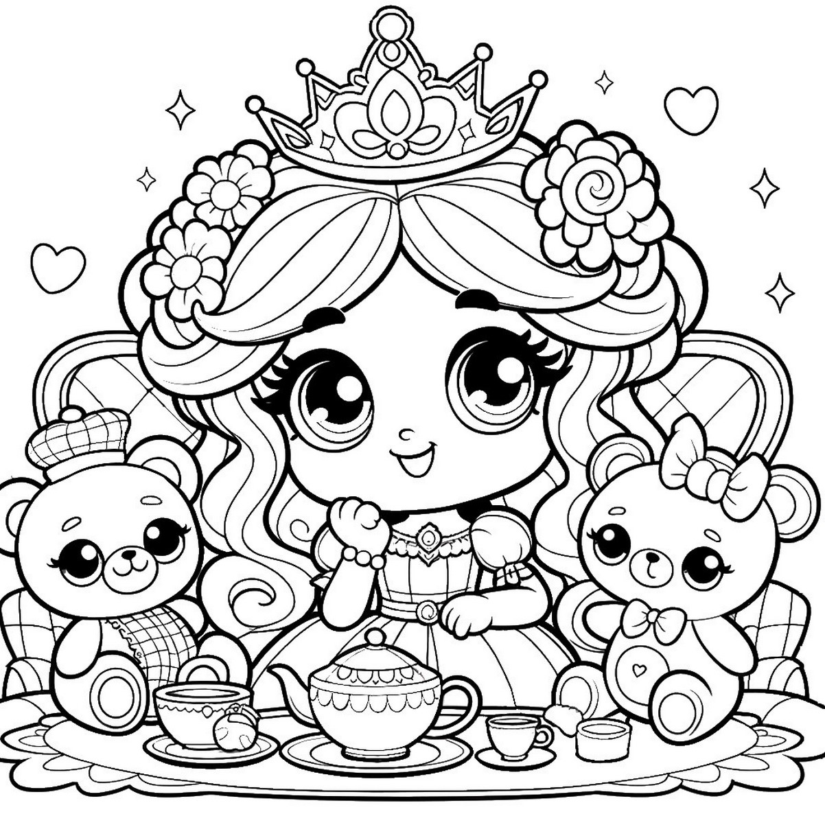 Tranh tô màu công chúa chibi số 15