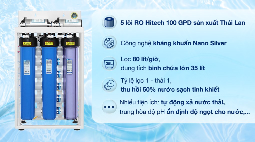Máy lọc nước RO bán công nghiệp Hòa Phát HPT725 10 lõi hiện kinh doanh tại Điện máy XANH với mức giá 12.530.000đ (cập nhật tháng 12/2024)