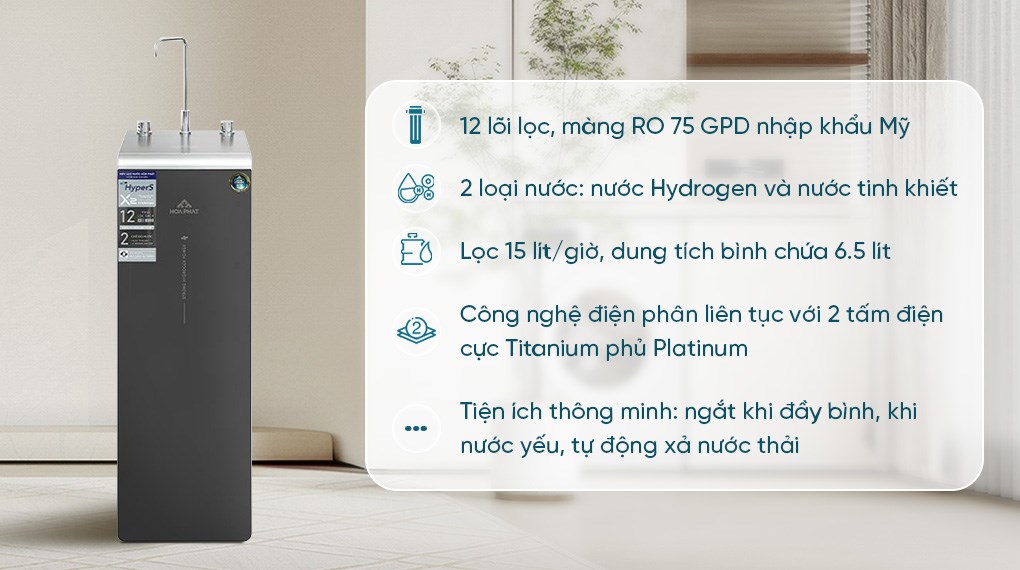 Máy lọc nước RO Hydrogen ion kiềm Hòa Phát HPA856 12 lõi hiện đang kinh doanh tại ĐMX với mức giá 10.140.000 VNĐ (Câp nhật tháng 08/2025)